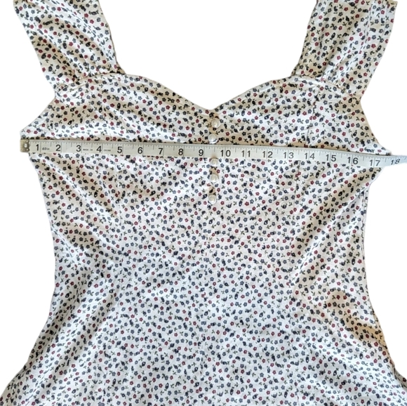 Vintage 90s Black & White Ditzy Floral Print Shorts Romper Wide Straps - Picture 7 of 11